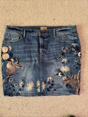 Driftwood Embroidered Denim Mini Skirt
